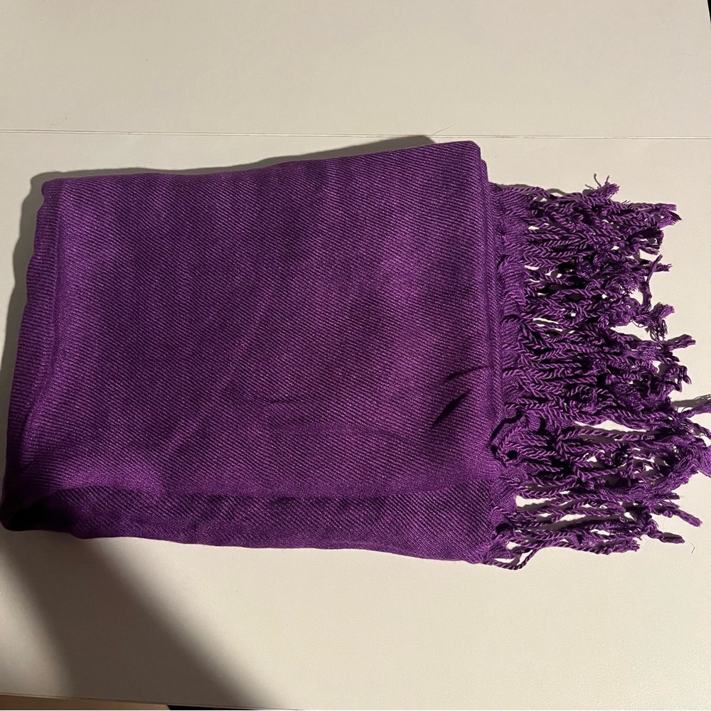 Apt. 9 Scarf Wrap Purple Tassel Fringe Rectangle Fashion Rayon 80" Lightweight